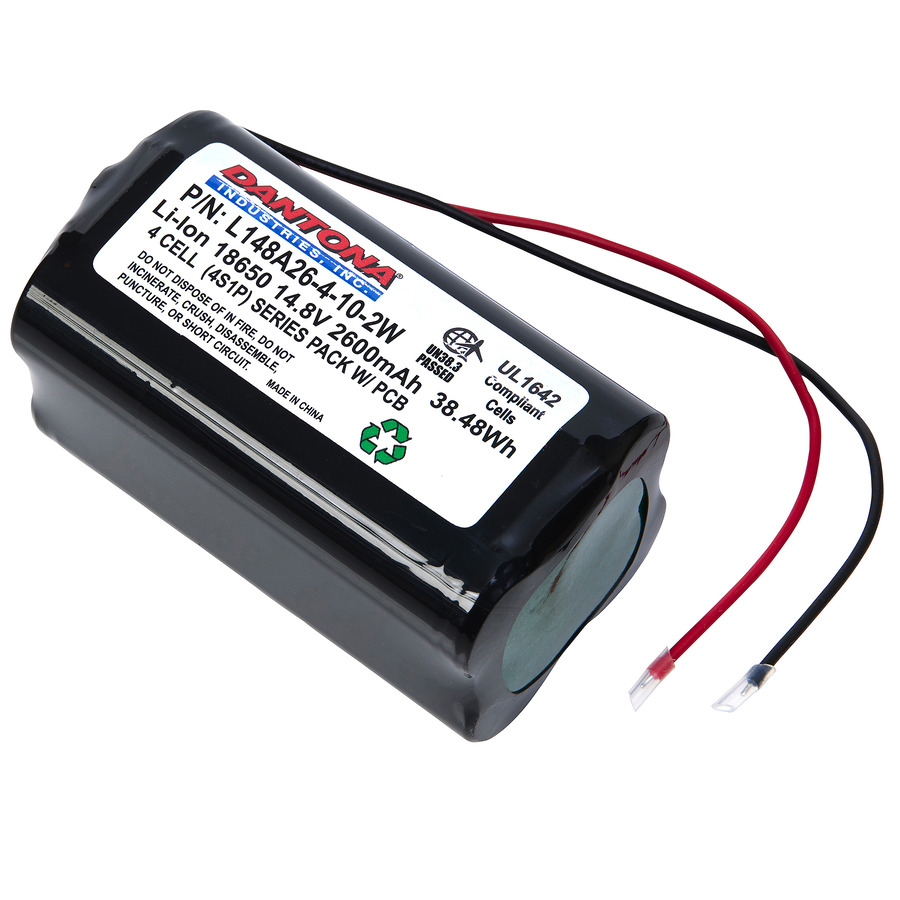 Dantona L148A26-4-10-2W Battery Pack, 11.1V, 2600 mAh Capacity, Lithium Ion