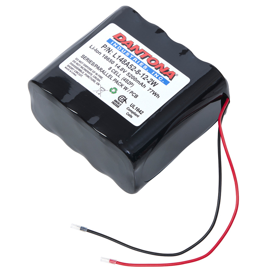 Dantona L148A52-8-12-2W Battery Pack, 14.8V, 5200 mAh Capacity, Lithium Ion