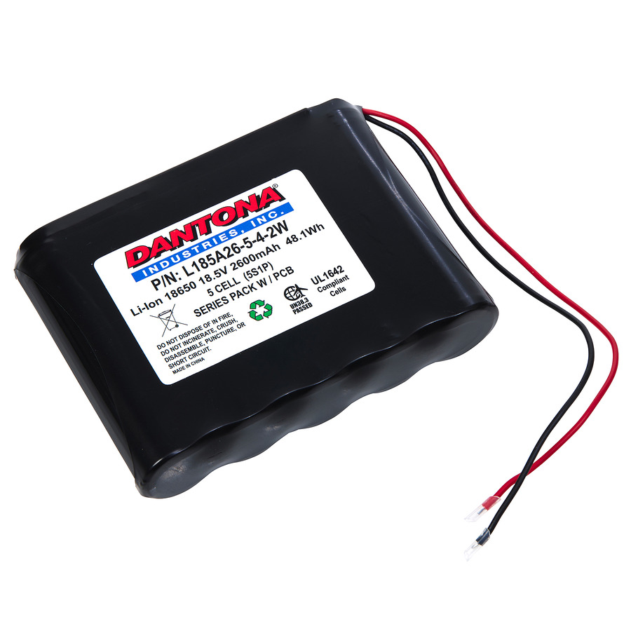 Dantona L185A26-5-4-2W Battery Pack, 18.5V, 2600 mAh Capacity, Lithium Ion