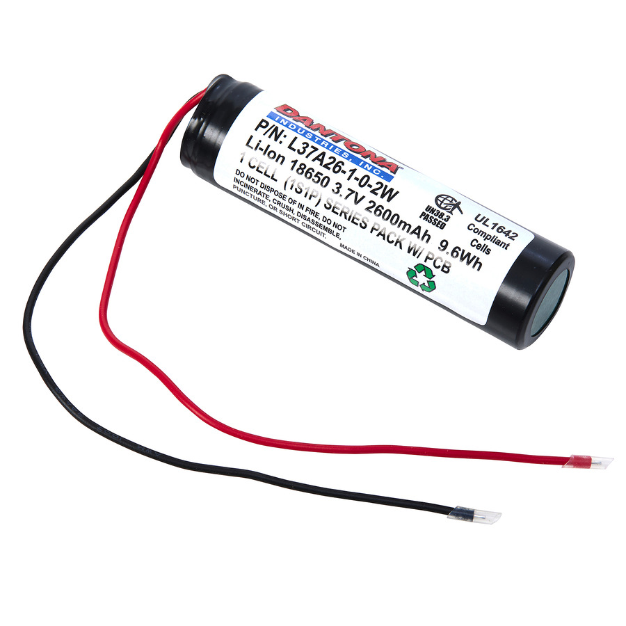 Dantona L37A26-1-0-2W Battery Pack, 3.7V, 2600 mAh Capacity, Lithium Ion