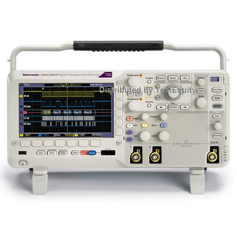 Tektronix MSO2002B Mixed Signal Oscilloscope, 2+16 CH, 70 MHz, 1 GS/s, 1 Mpts, MSO2000B Series