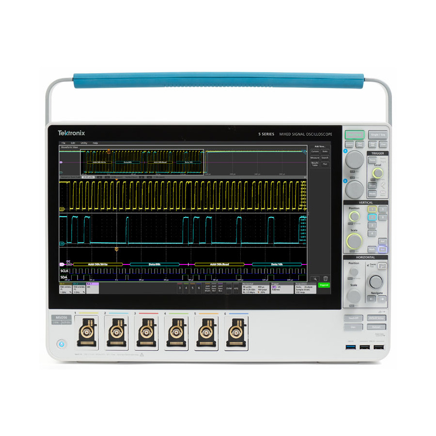 Tektronix MSO56/5-BW-500 Mixed Signal Oscilloscope, 6/48 Ch, 500 MHz, 6.25 GS/s, 62.5Mpts, 5 Series