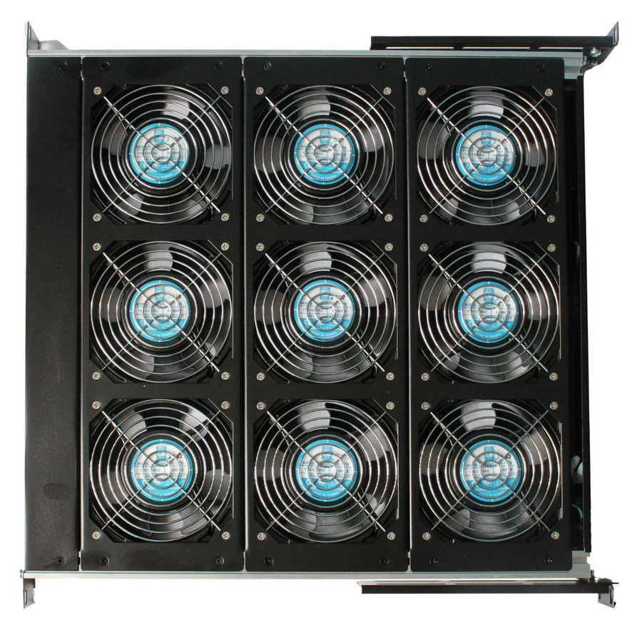 Orion Fans OAT902 AC Fan Tray, 1RU, 230V, Vertical Airflow, 990CFM, 9 Units, Black, OA902 Series