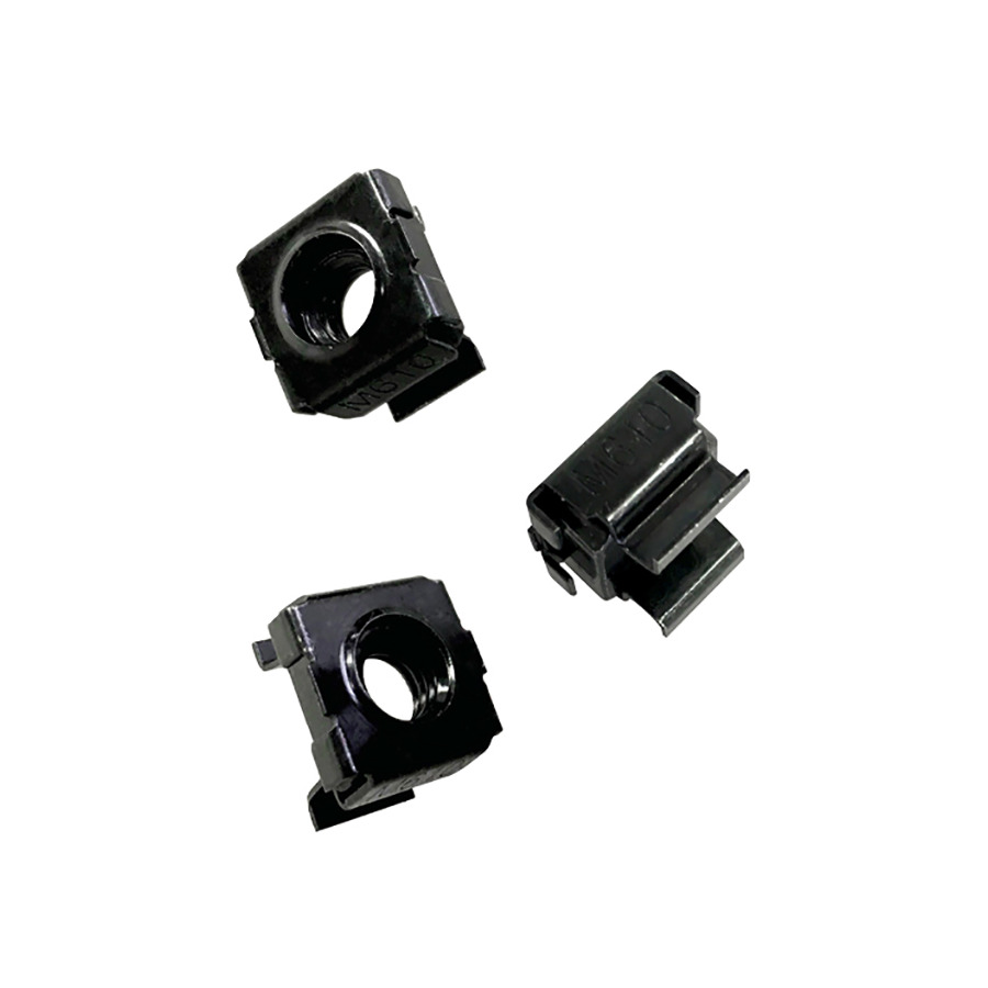 Orion Fans OCN-M6 Cage Nuts For Square Holes, M6 Thread, Zinc Plated Steel, Black, OCN Series