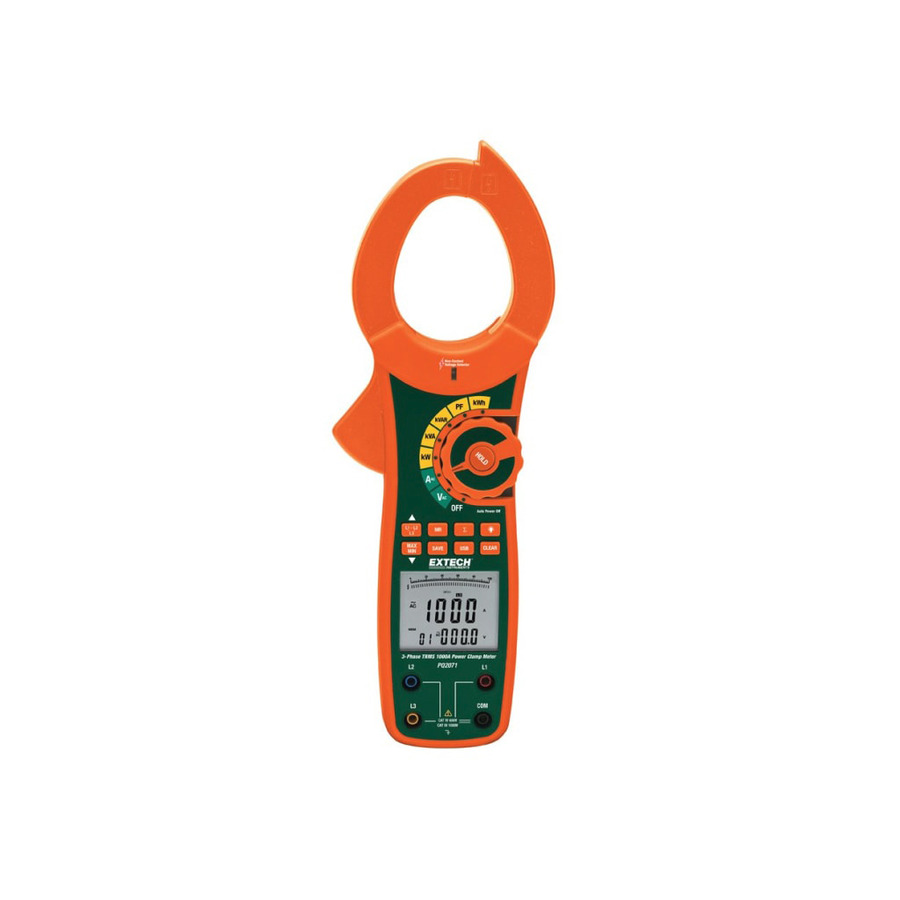 Extech PQ2071 True RMS AC Power Clamp Meter, 1-/3-Phase 1000A