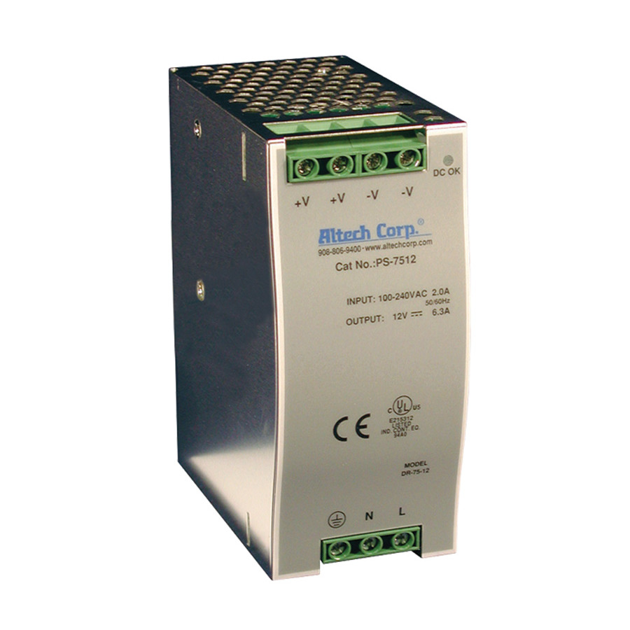 Altech PS-7512 Power Supply, Robust Metal Housing, Pfc Function, 6.3A, 75W - 960W Rated Power, Three Phase Universal Input, PS-75 Series