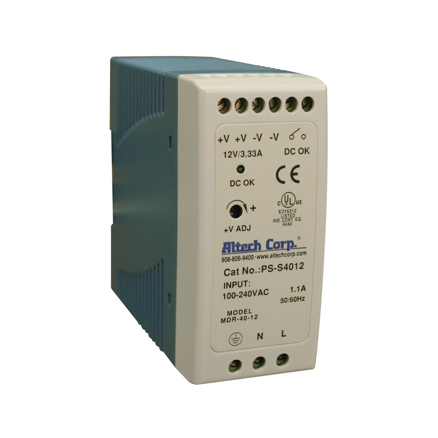 Altech PS-S4005 Power Supply, Slim Line, Plasic Housing, Dc Ok Contact, 6A, 10W - 100W Rated Power, Universal Single Phase Input, PS-S40 Series