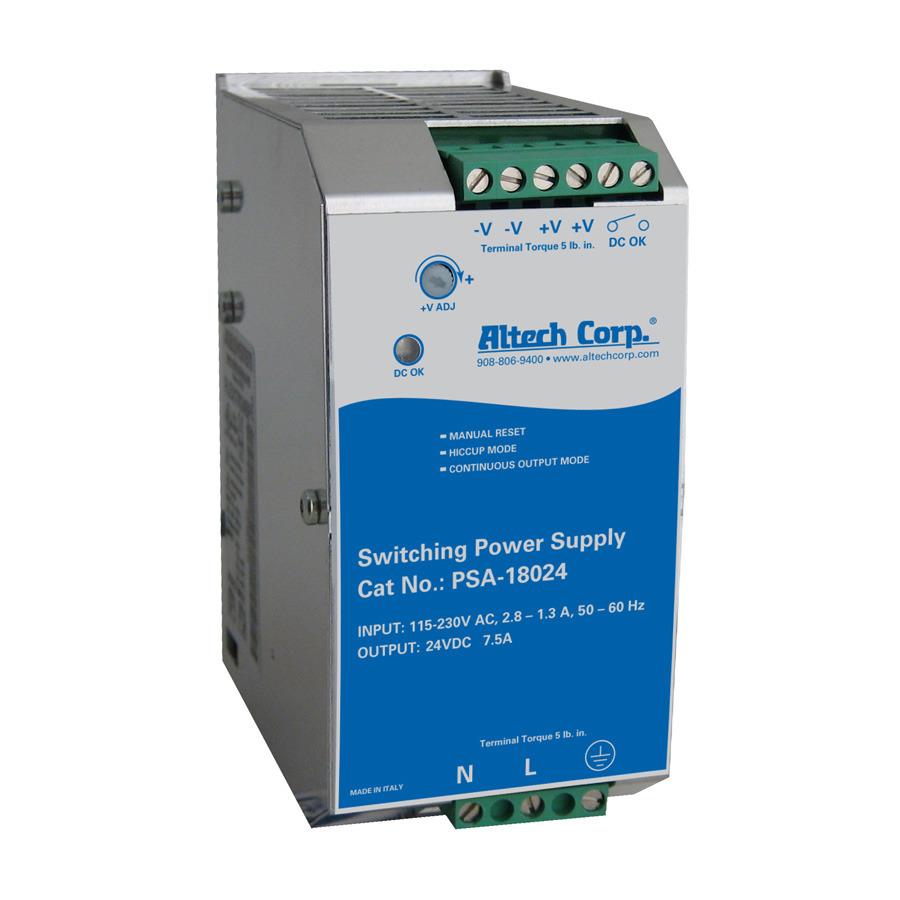 Altech PSA-18024 Power Supply, Flex Power, Solid Metal Housing, 7.5A, 120W - 600W Rated Power, Single Phase Input, PSA-360 Series