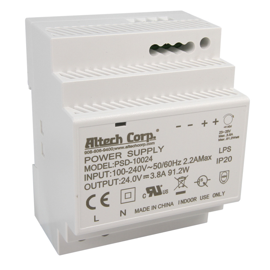 Altech PSD-10024 Power Supply, Din Rail, 100W, Univ 90-264VAC In, 24VDC Out, 4.2A, Cll, PSD Series