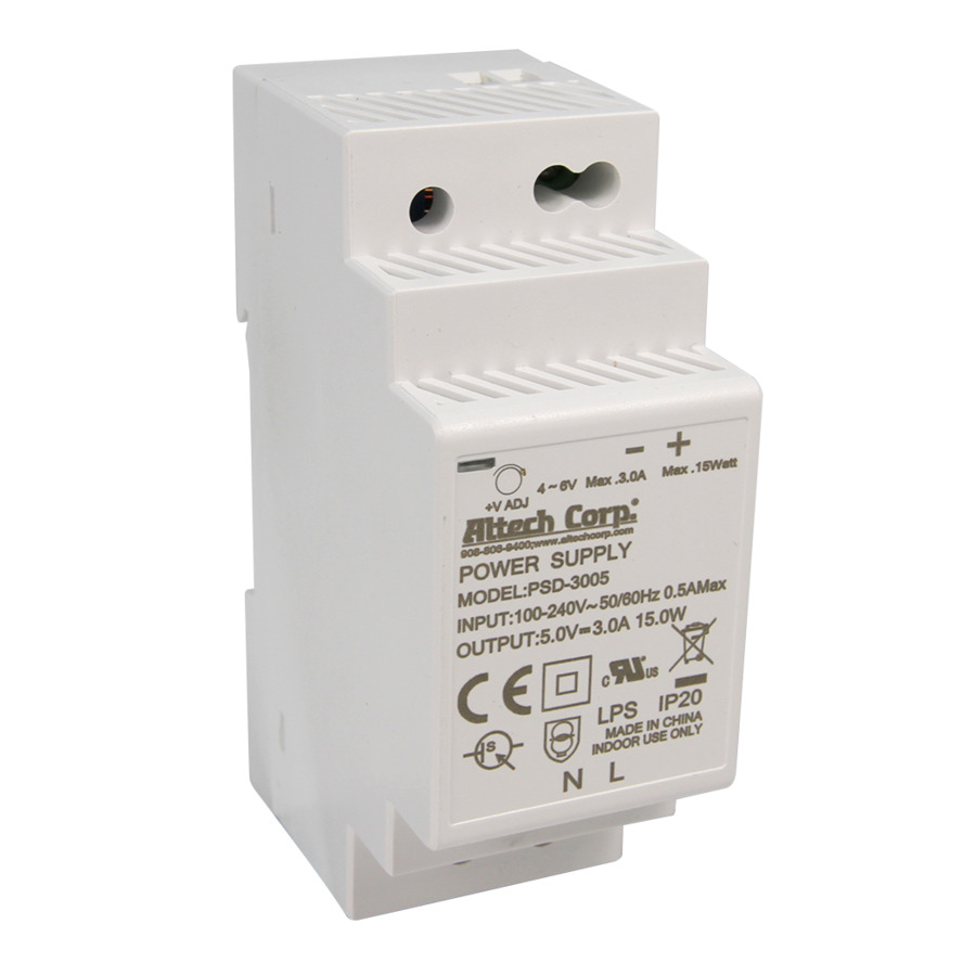 Altech PSD-3005 Power Supply, Din Rail, 30W, Univ 90-264VAC In, 5VDC Out, 3A, Cll, PSD Series