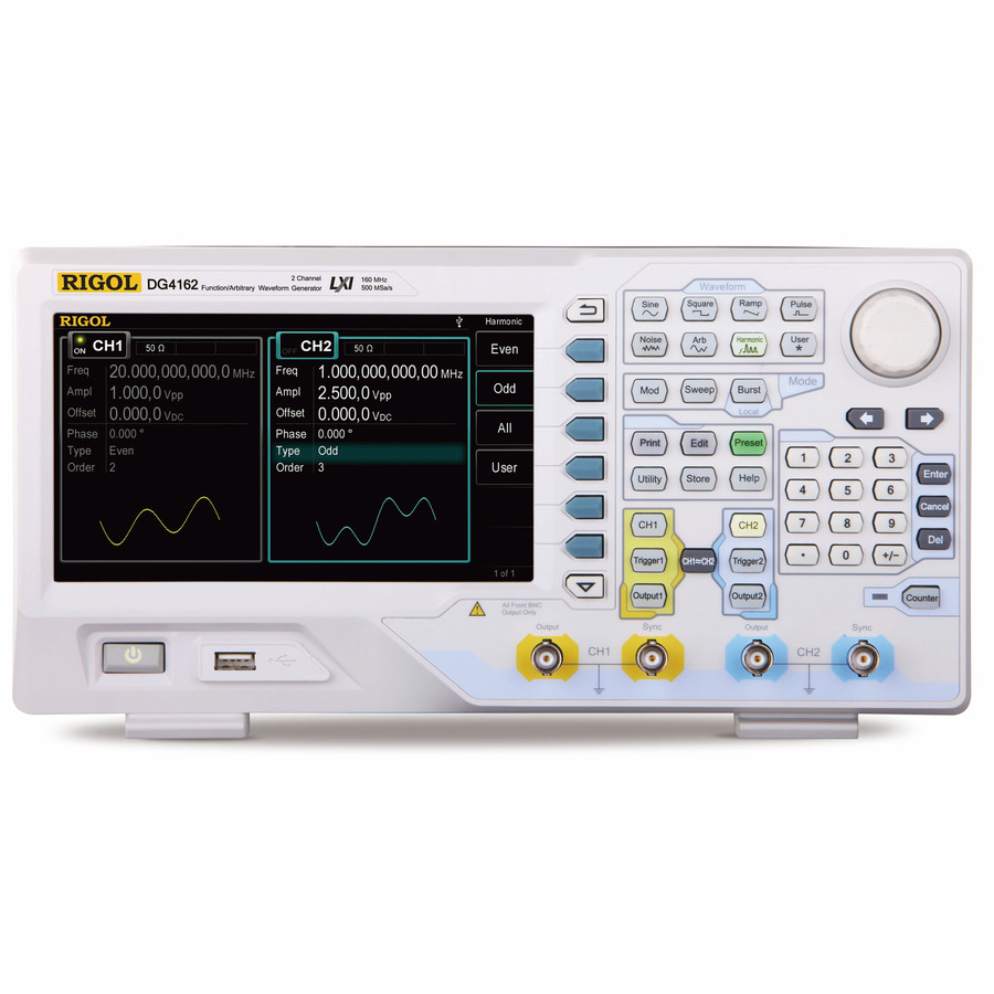 RIGOL DG4162 Arbitrary Waveform Generator, 160 MHz, 2 Channel, 500 MS/s, 14bit Resolution, 16 kpts, DG4000 Series