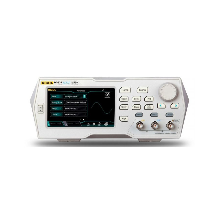 RIGOL DG832 Arbitrary Waveform Generator, 35 MHz, 2 Channel, 125 MS/s, 2 Mpts, DG800 Series