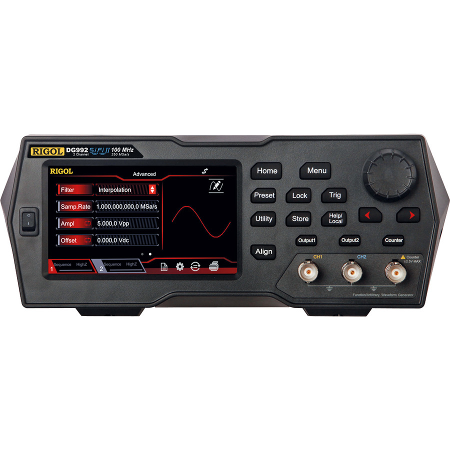 RIGOL DG992 Arbitrary Waveform Generator, 100 MHz, 2 Channel, 250 MS/s, 16bit Resolution, 16 Mpts, DG900 Series