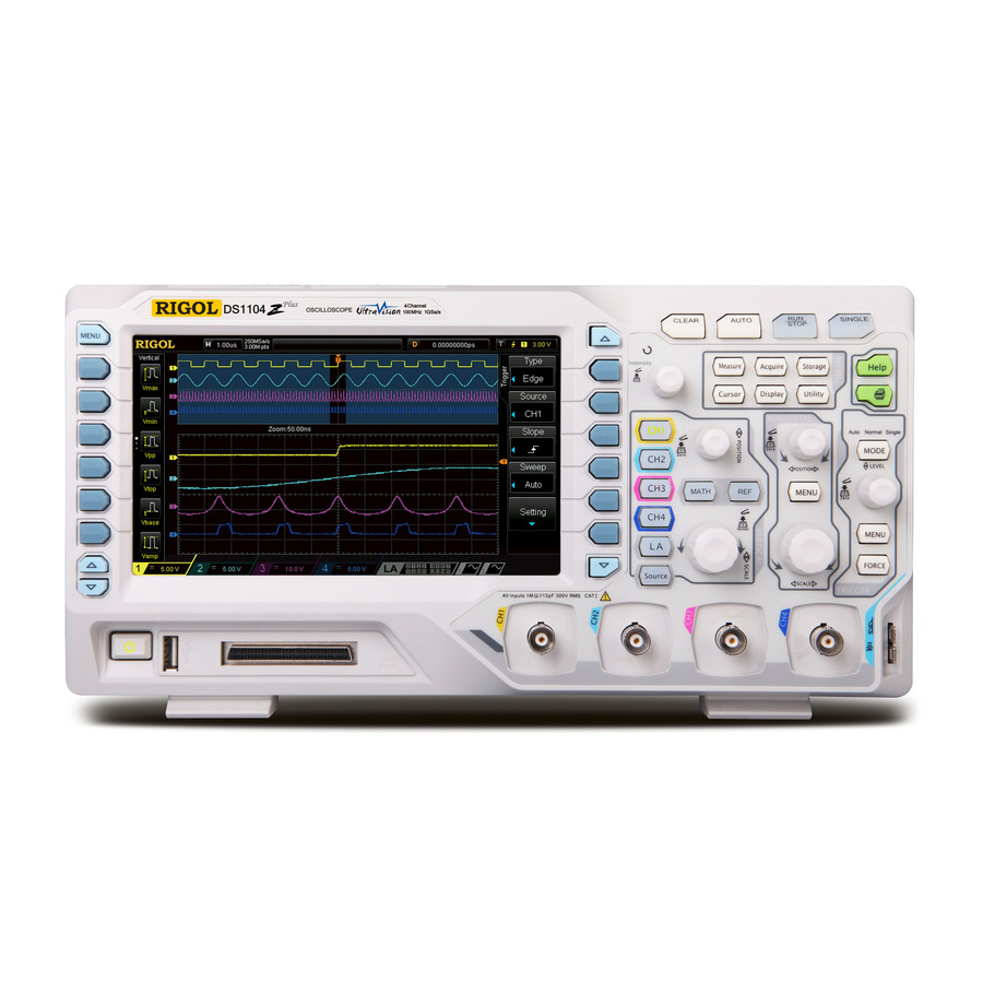 RIGOL DS1074Z-S Plus Digital Oscilloscope, 70MHz, 4 Channel, 1GS/s, 24Mpts, 2 Source, DS1000Z Series