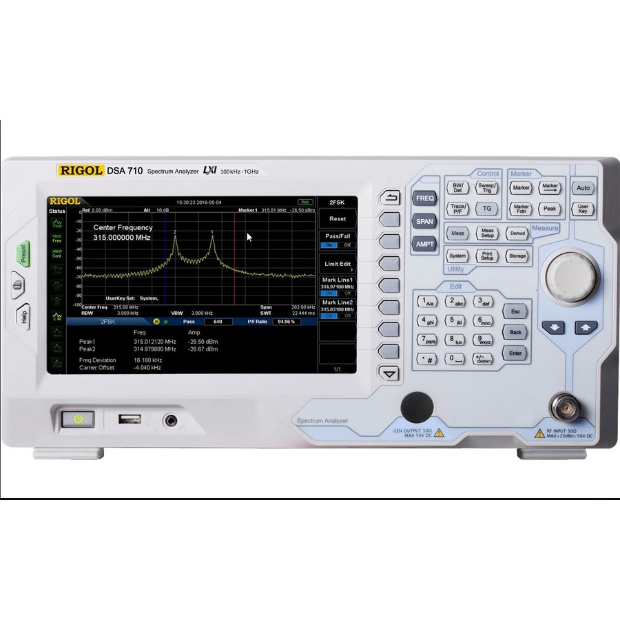 RIGOL DSA710 RF Spectrum Analyzer, Benchtop, 100 kHz to 1 GHz, DSA700 Series