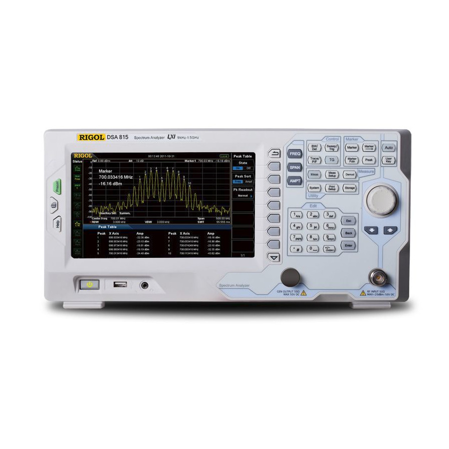 RIGOL DSA815 RF Spectrum Analyzer, Benchtop, 9 kHz to 1.5 GHz, 2 ppm, Preamplifier, DSA800 Series