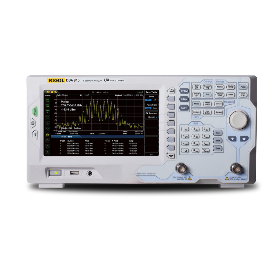 RIGOL DSA815-TG RF Spectrum Analyzer, 1.5 GHz, 2 ppm, Preamp, Tracking Generator, DSA800 Series