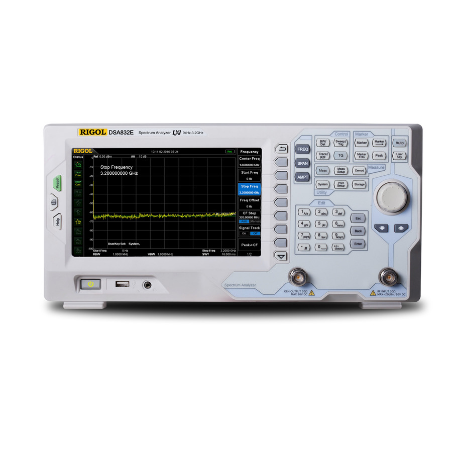 RIGOL DSA832E RF Spectrum Analyzer, Benchtop, 9 kHz to 3.2 GHz, 1 ppm, DSA800 Series