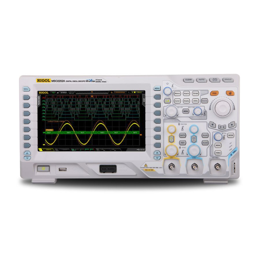 RIGOL MSO2202A-S Mixed Signal Oscilloscope, 200 MHz, 2 + 16 Channel, 2 GS/s, 14 Mpts, 50 Ohm Input, 2 Channel Source, MSO2000A Series