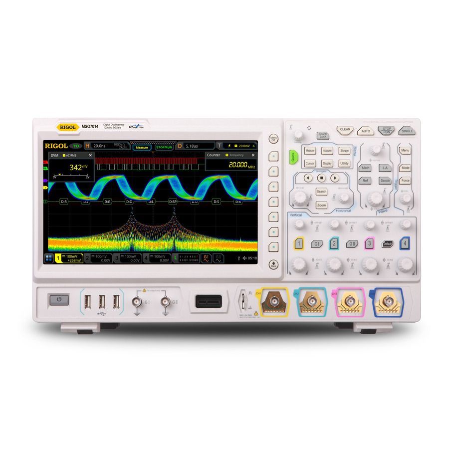 RIGOL MSO7014 Mixed Signal Oscilloscope, 100 MHz, 4 + 16 Channel, 10 GS/s, 100 Mpts, MSO7000 Series