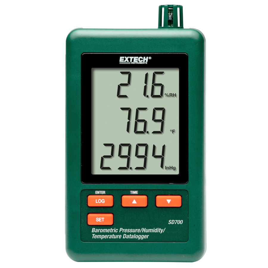 Extech SD700 Datalogger, Barometric Pressure/Humidity/Temperature, Triple LCD Display, Sd Card