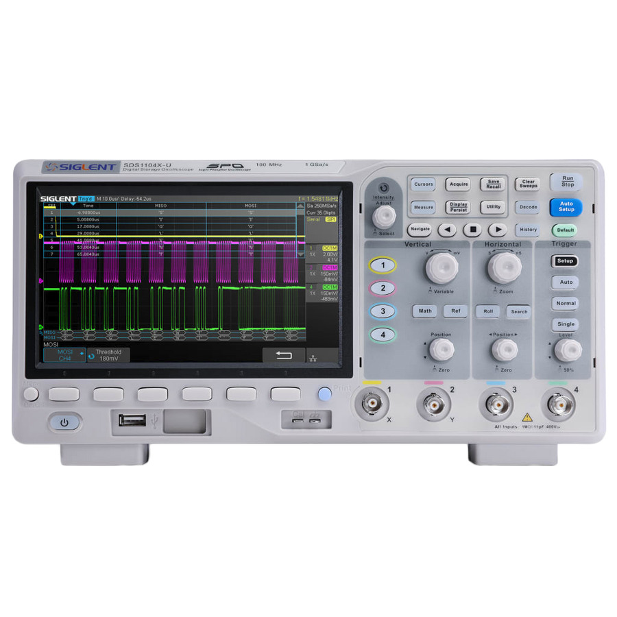 Siglent SDS1104X-U Super Phosphor Oscilloscope, 100MHz, 4CH, 1 GSa/s, 7'' TFT-LCD, SDS1000X-U Series