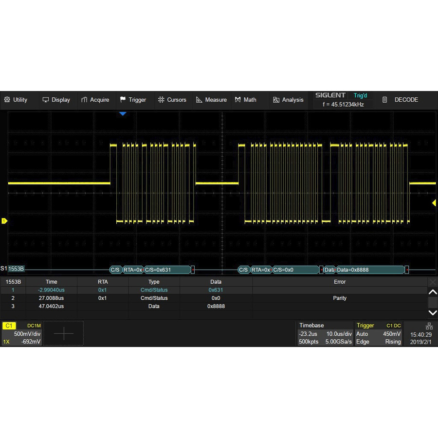 Siglent SDS2000XP-1553B MIL-STD-1553B Trigger/Decode Oscilloscope Software Option, SDS2000X+ Series