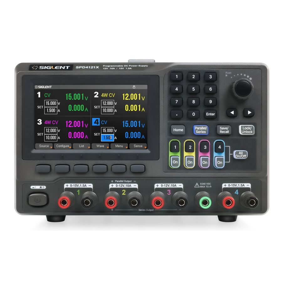TestEquity: Siglent SPD4121X DC Power Supply, 2x 15V/1.5A, 2x 12V