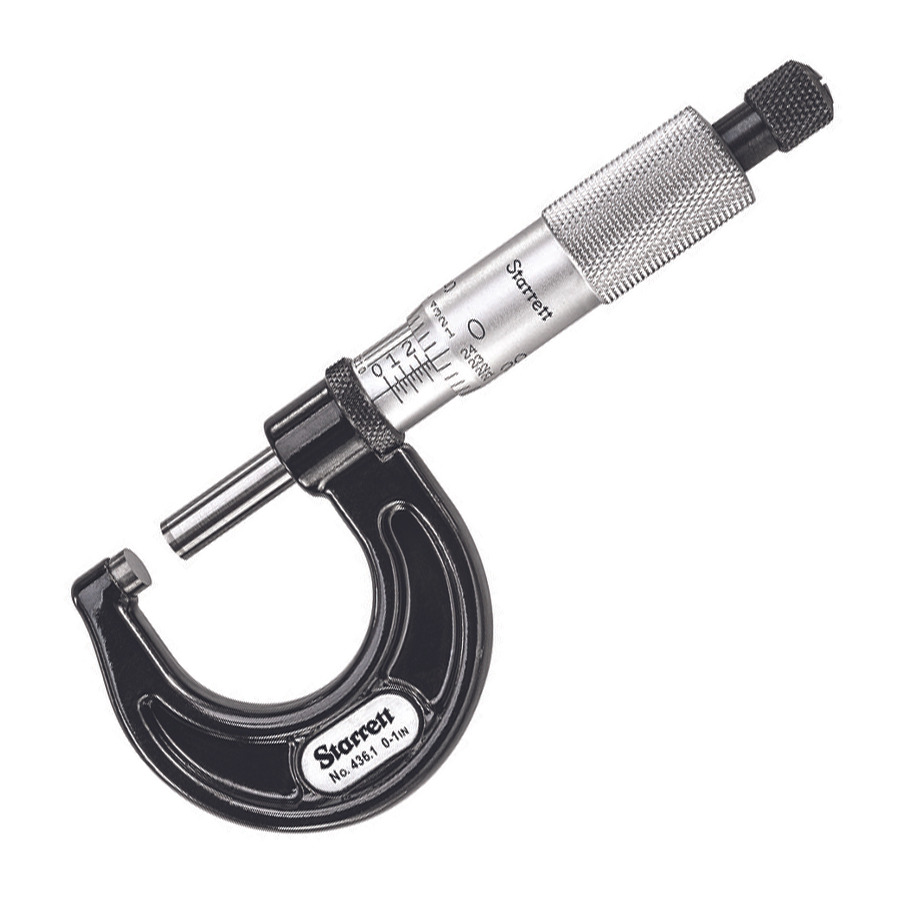 TestEquity: Starrett T436.1XRL-1 Outside Micrometer, Mechanical, 0