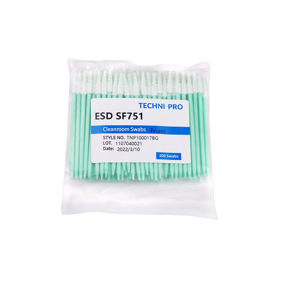 Techni-Pro FSWB751 Cleanroom ESD Foam Swab, Static Dissipative Swab Poly Handle, 100/Bg