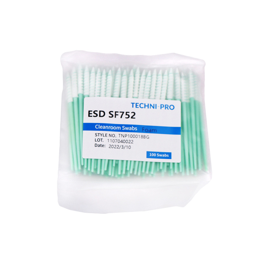 Techni-Pro FSWB752 Cleanroom ESD Foam Swab, Static Dissipative Swab Poly Handle, 100/Bg