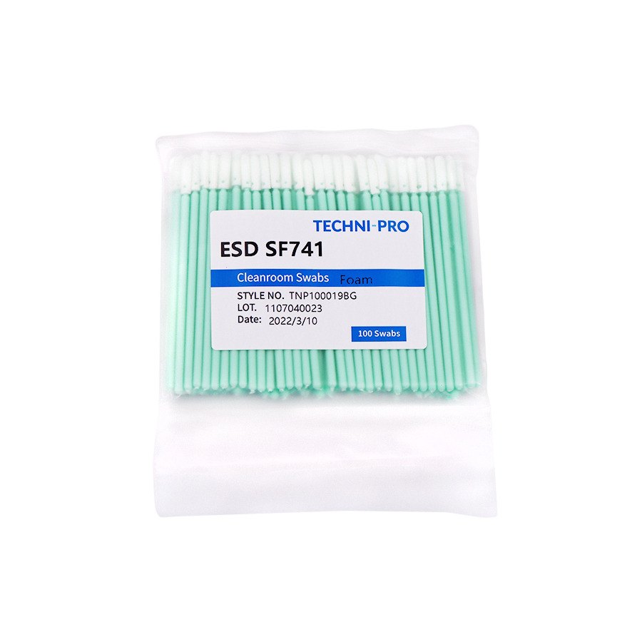 Techni-Pro FSWB741 Cleanroom ESD Foam Swab, Static Dissipative Swab Poly Handle, 100/Bg