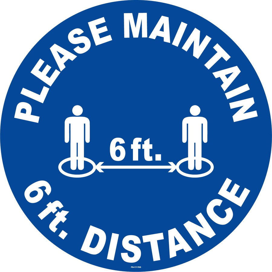 Stranco FS-17-702 Please Maintain 6-Foot Social Distance Floor Sign 17" Circle