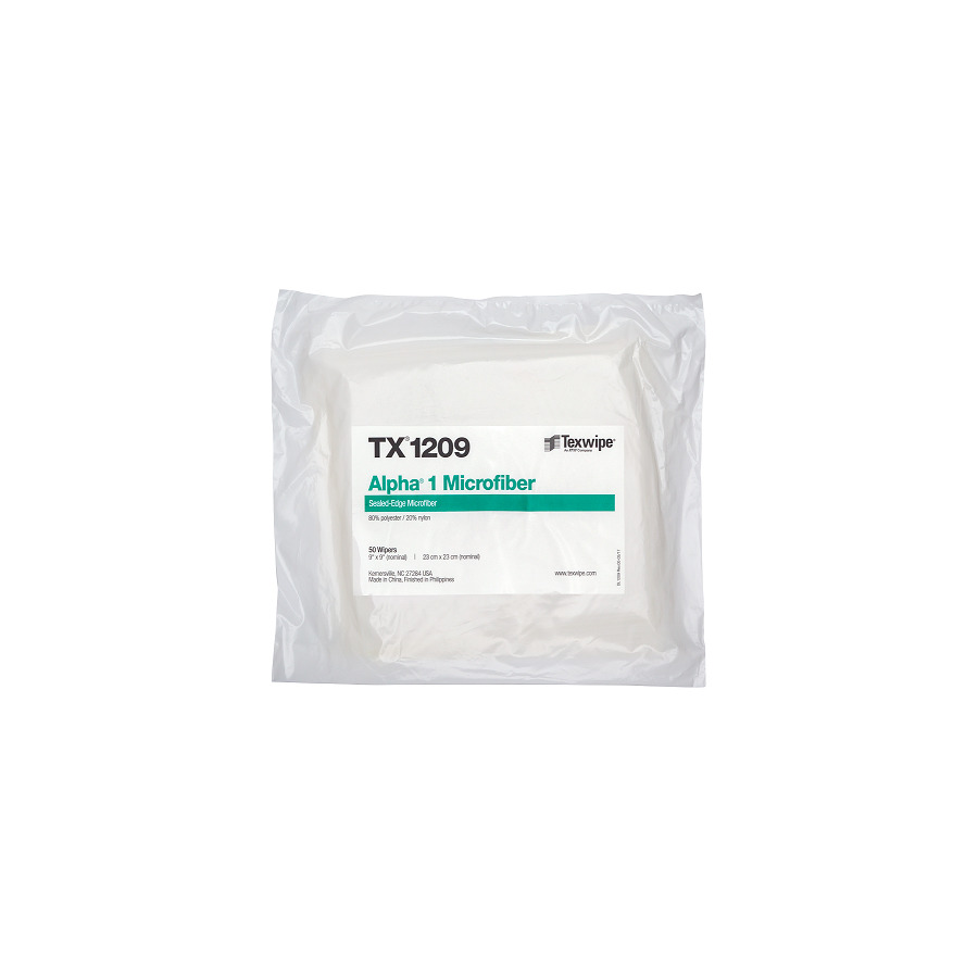 ITW Texwipe TX1209 Cleanroom Wipes, Alpha Microfiber, 9x9" 100/Bag