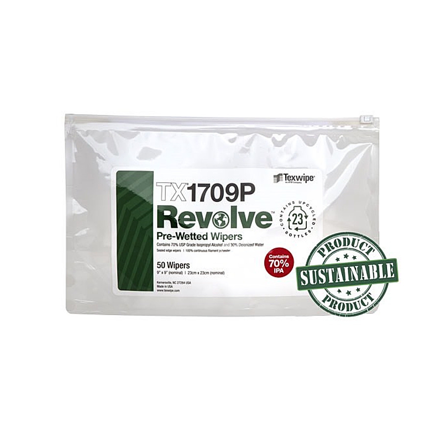 Texwipe TX1709P Cleanroom Wipers, Pre-Wetted, Non-Sterile