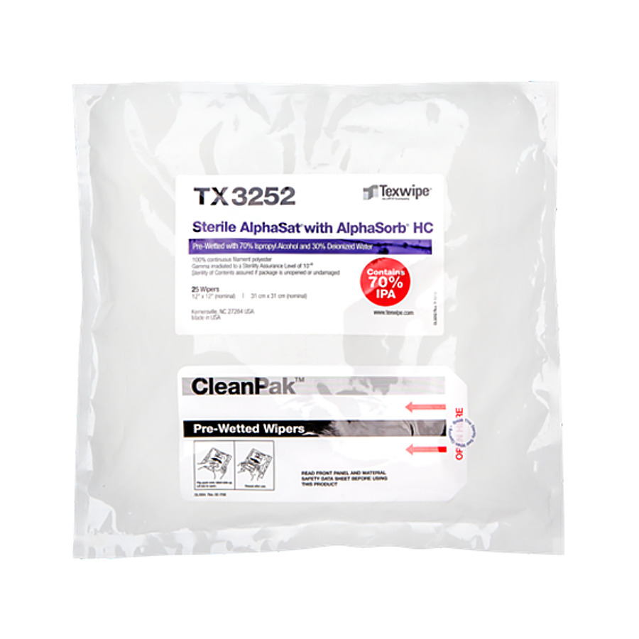 TestEquity: Texwipe TX3252 Cleanroom Wipers, Pre-Wetted, Sterile