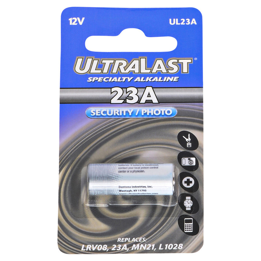 Ultralast UL23A Specialty Alarm Battery, 12V, 33 mAh Capacity, Alkaline