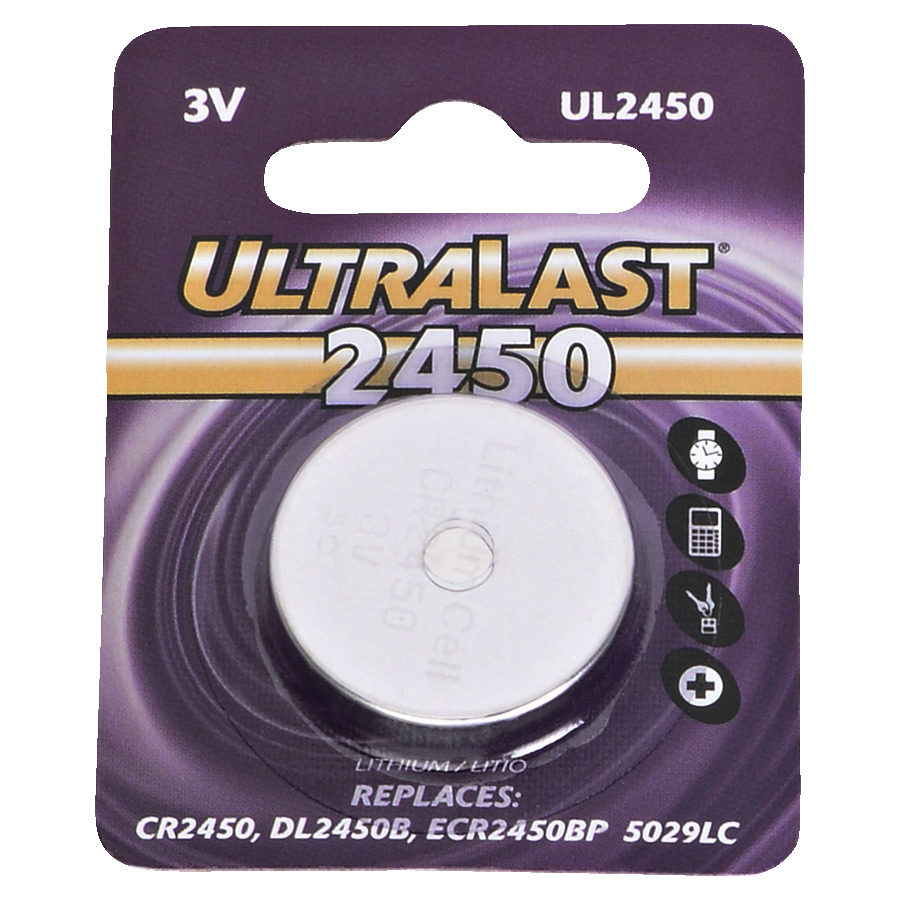 Ultralast UL2450 Coin Cell Battery, 3V, 550 mAh Capacity, Lithium