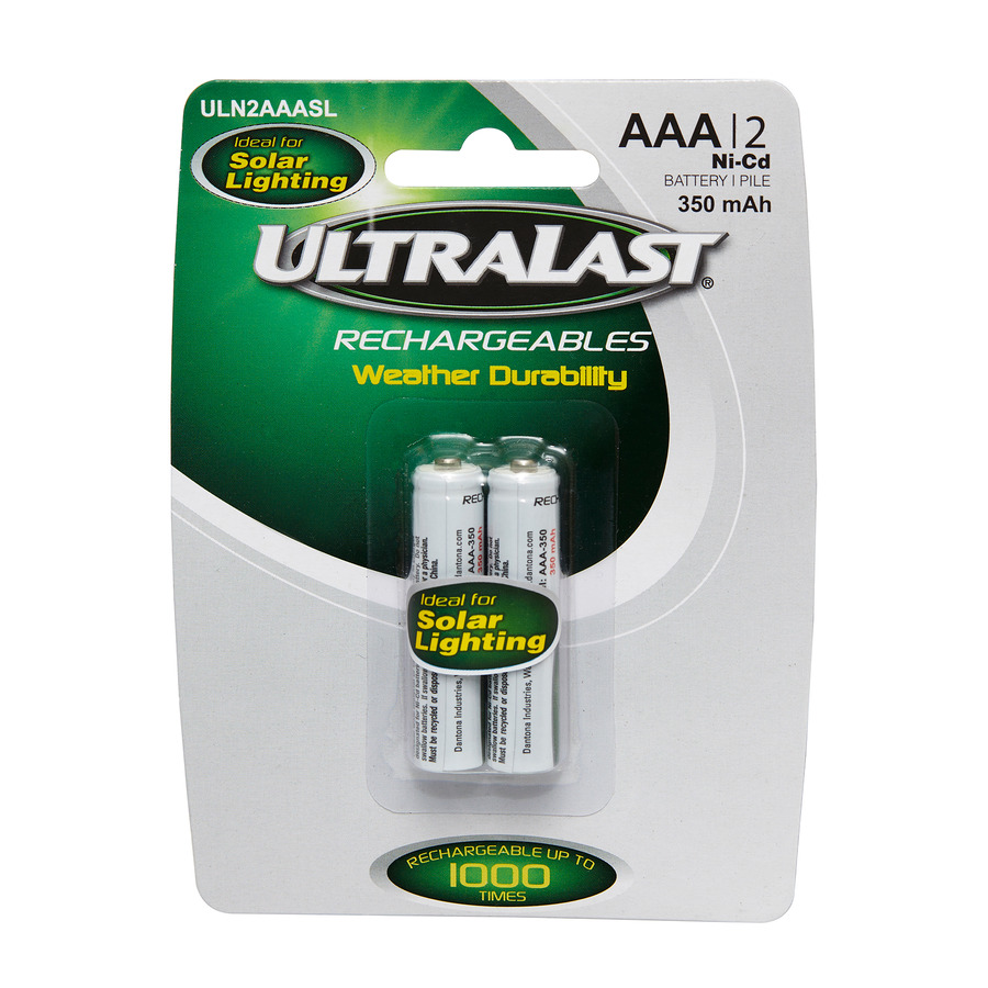 Ultralast ULN2AAASL Solar Lighting Battery, 1.2V, Nickel Cadmium, Size: AAA, 4/pk