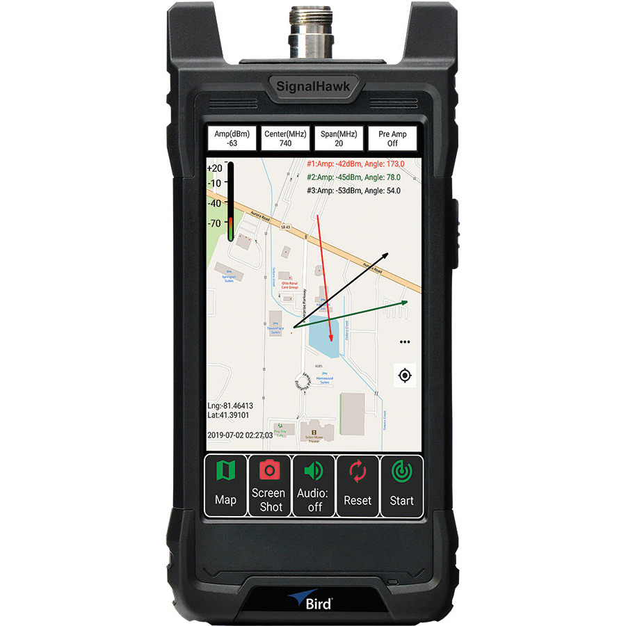 Bird SH-60S-AOA Handheld Spectrum Analyzer, AOA, 9 kHz to 6 GHz, DANL to 20 dBm, SignalHawk Series