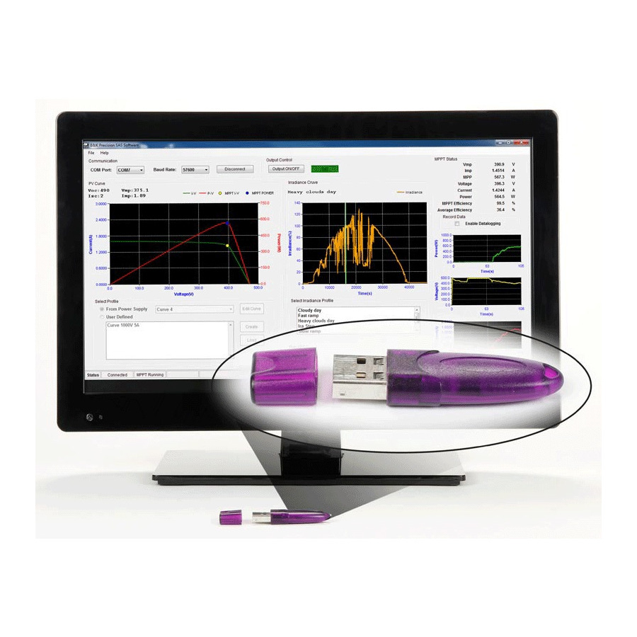 B&K Precision SASPVS Solar Array Simulator Software, USB Dongle, MR Series and PVS Series Power Supplies