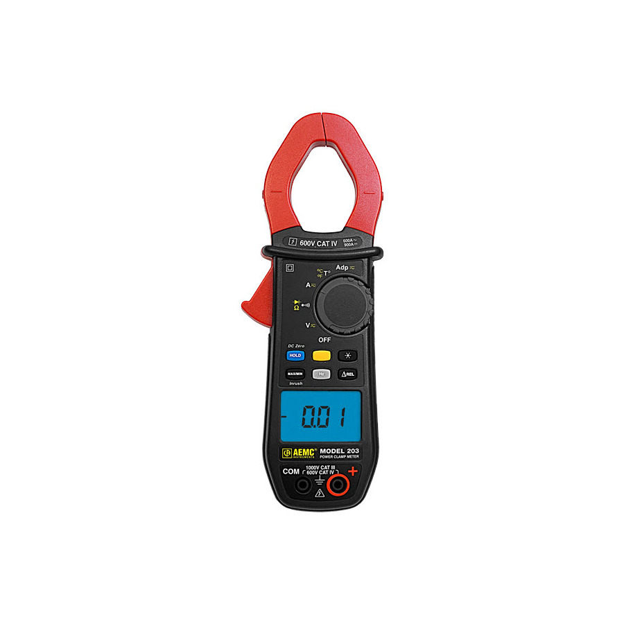 AEMC Instruments 203 Clamp Meter, 1000V, 600/900A, 34 mm, TRMS, Type-K, Diode, 200 Series