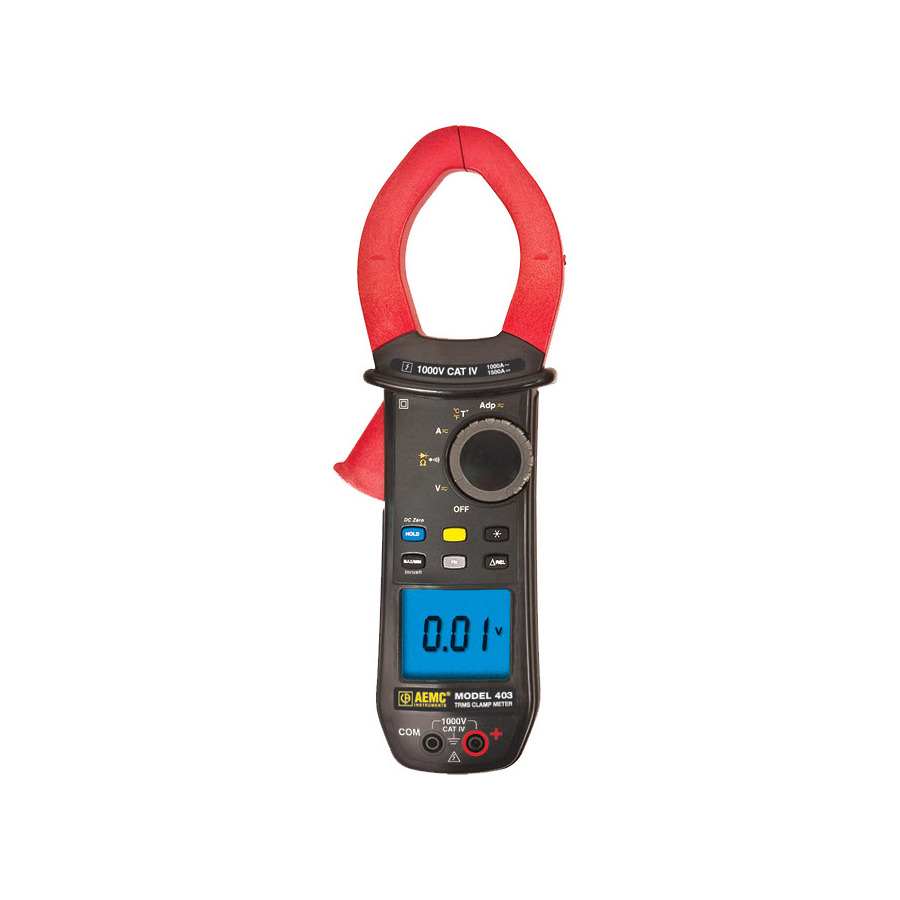 AEMC Instruments 403 Clamp Meter, 1000V, 1000/1500A, 48mm, TRMS, Type-K, Diode, 400 Series