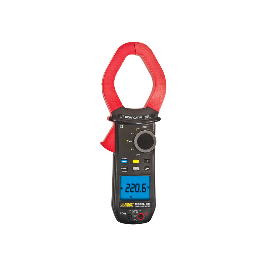 AEMC Instruments 603 Clamp Meter, 1000V, 2000/3000A, 60mm, TRMS, Type-K, Diode, 600 Series