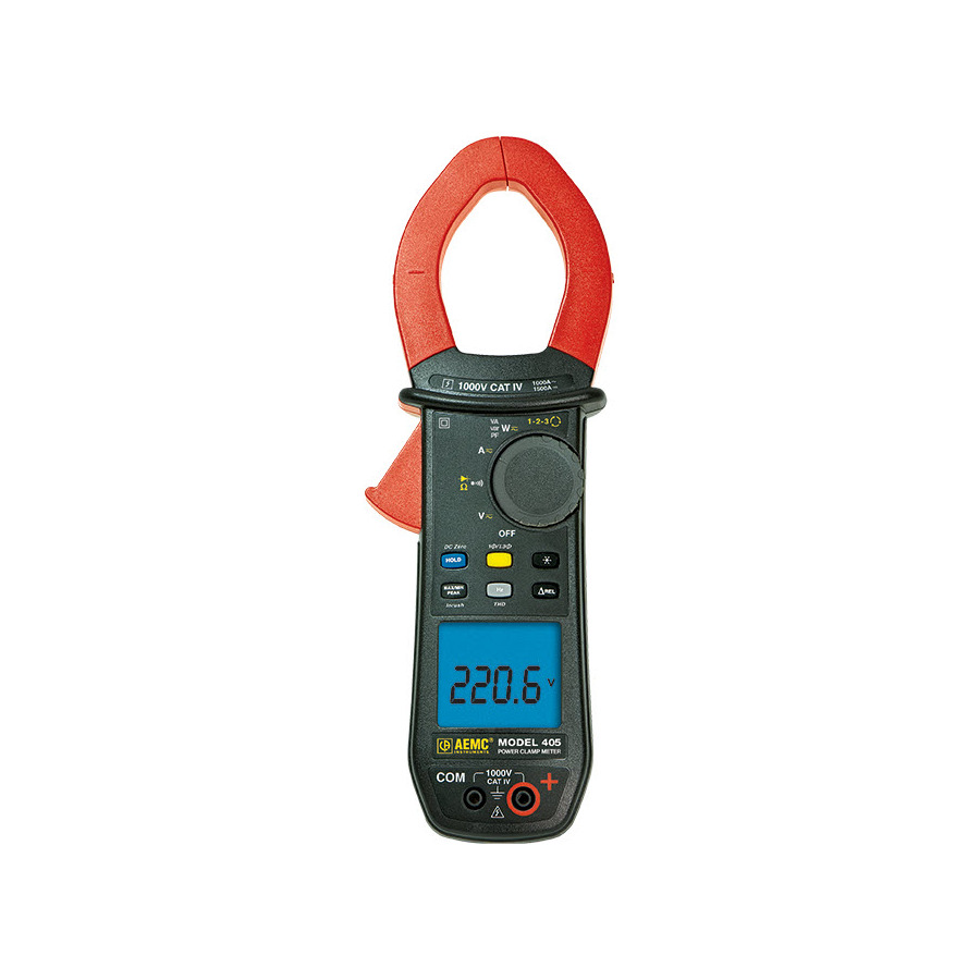 AEMC Instruments 405 Clamp Meter, 1000V, 1000/1500A, 48mm, Power/Phase Rotation, 400 Series