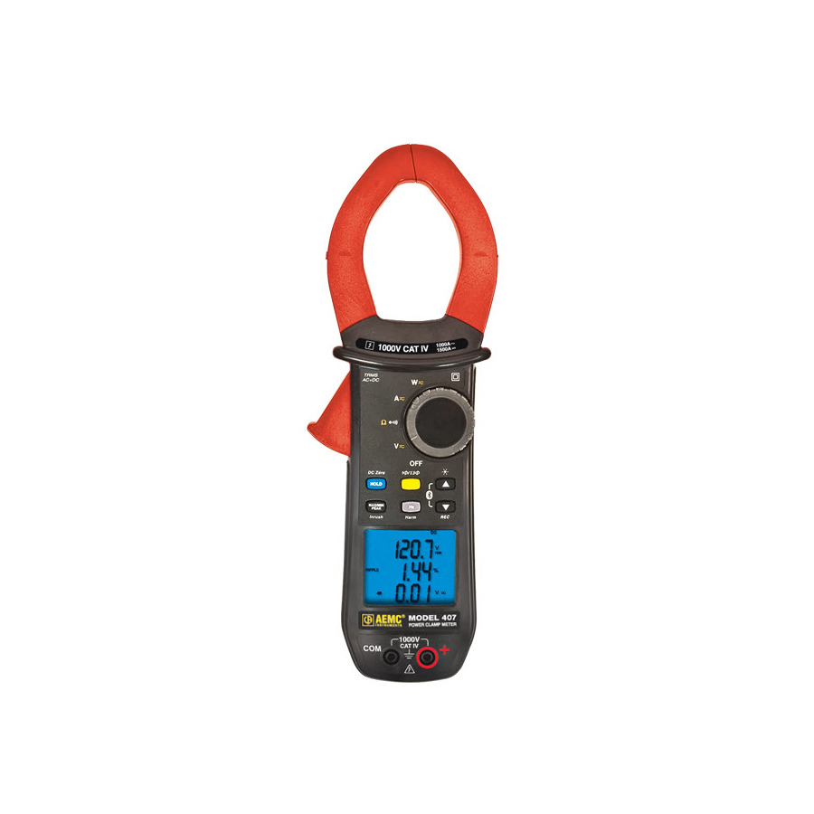 AEMC Instruments 407 Clamp Meter, 1000V, 1000/1500A, TRMS, Multifunction, 400 Series