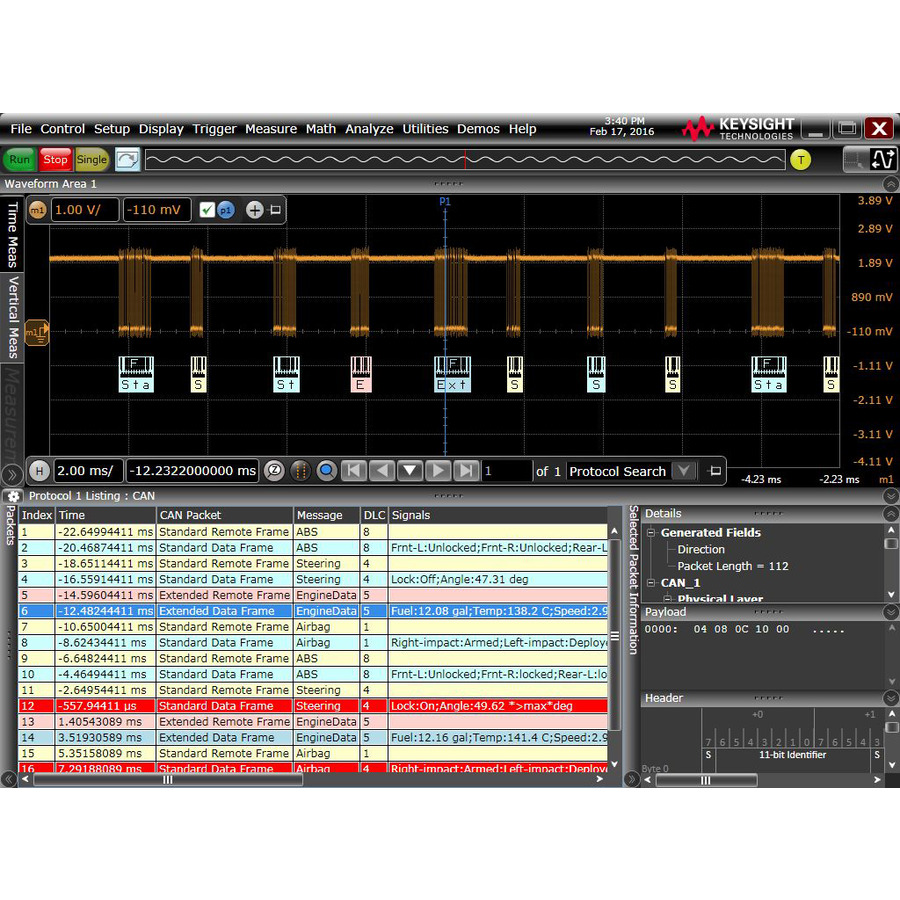 Keysight D9010AUTP/R-B5P-001-A/R-B6P-001-Z Automotive Protocol Decode/Trigger Software