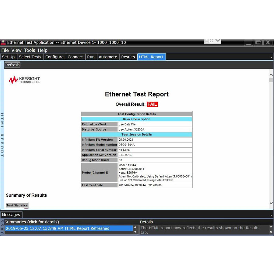 Keysight D9010ETHC/R-B5P-001-A/R-B6P-001-L Ethernet Compliance Software Option, S-Series