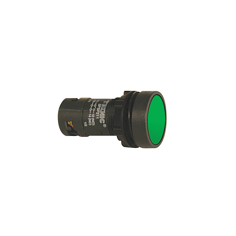 Altech 3PSFPP310 Economy Non-Illuminated Plastic Push Buttons, Green, Flush, 1NO Push-Push