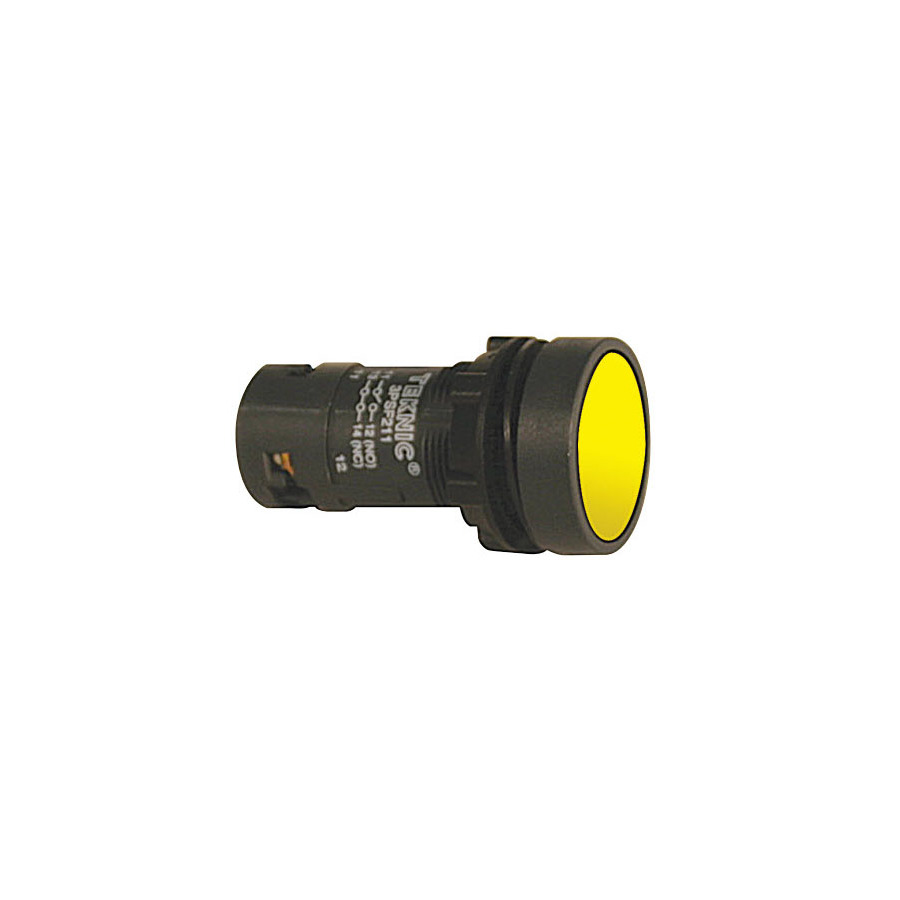 Altech 3PSPP820 Economy Non-Illuminated Plastic Push Buttons, Yellow, Flush, 2NO Push-Push